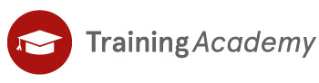 Ein rotes, rundes Emblem mit nebenstehendem "TrainingAcademy"-Schriftzug